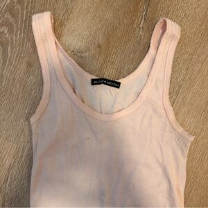 brandy melville pink ribbed tank top lace trim